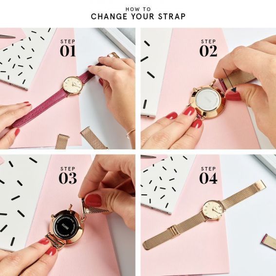 Montre CLUSE - Triomphe Bicolor Rose Gold Black Black bicolour mesh