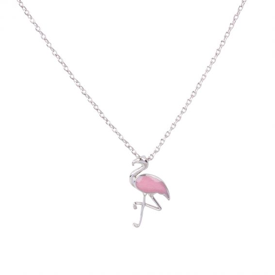 7bis - zilver emaille flamingo