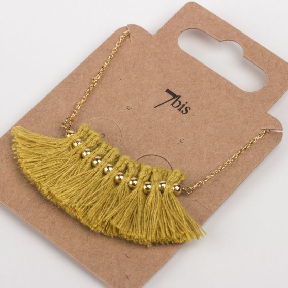 Collier 7bis Pompon frange moutarde - Bijoux & colliers de marque 7bis