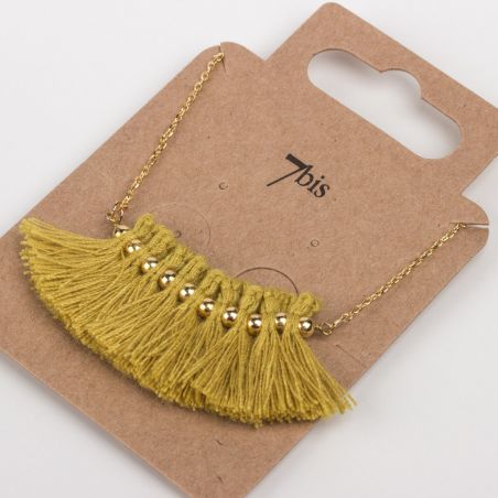 Collier 7bis Pompon frange moutarde - Bijoux & colliers de marque 7bis