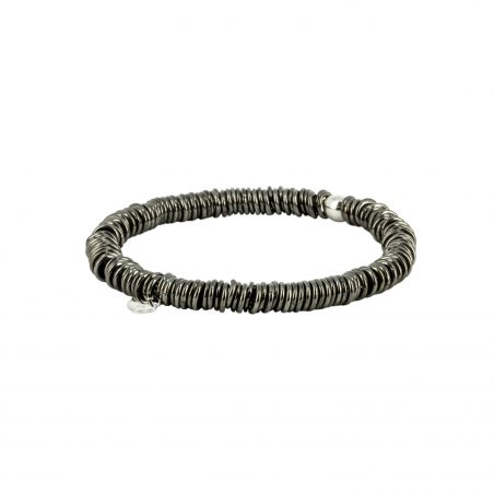 Bracelet élastique anneaux en argent couleur gris