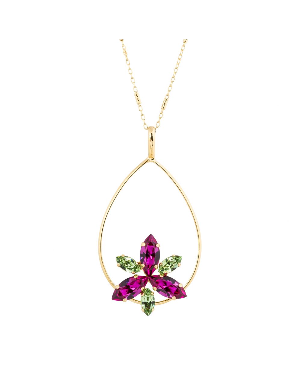 oval Swarovski mint crystal necklace