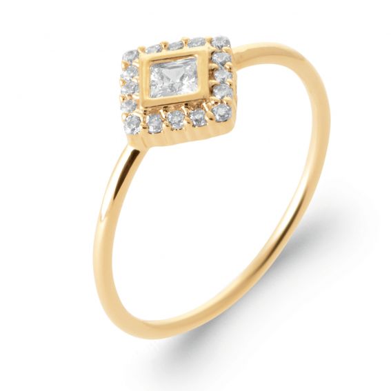 Bague carrée plaqué or 18...