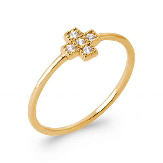 Gold 4-pointed cross ring
