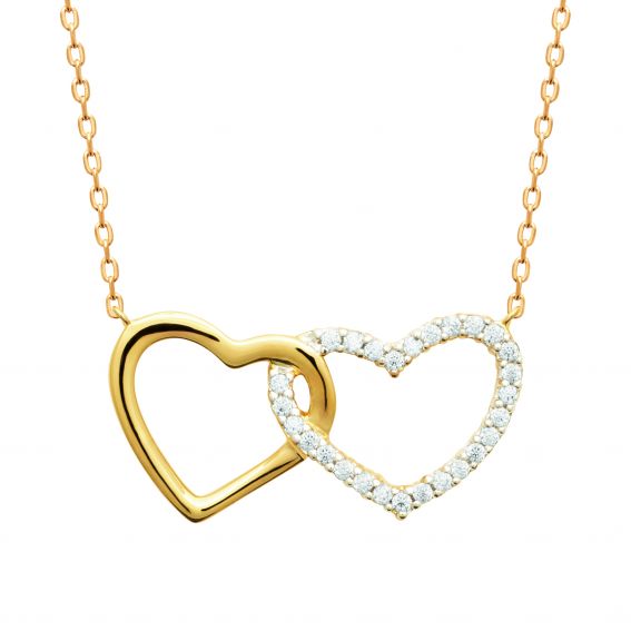 18k gold plated double hearts