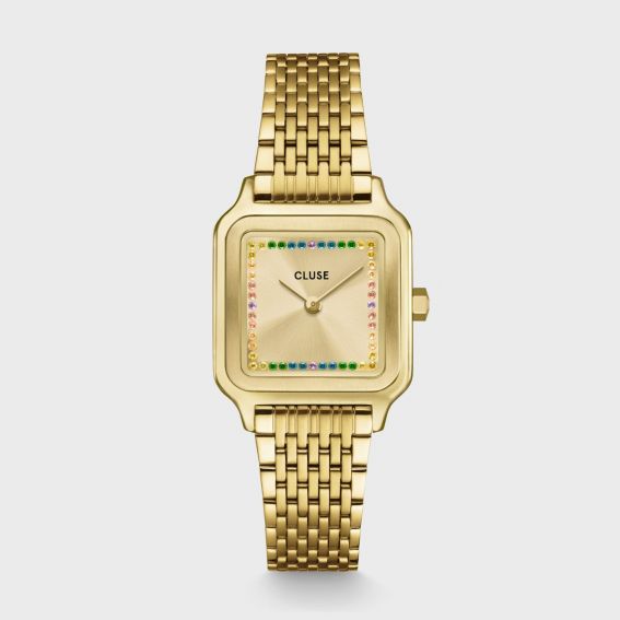 Cluse CLUSE Horloge - Sierlijke kleine regenboogsteentjes goud