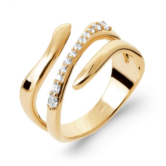 Bijou argent/plaqué or 18 karaat vergulde ring met drie edelstenen