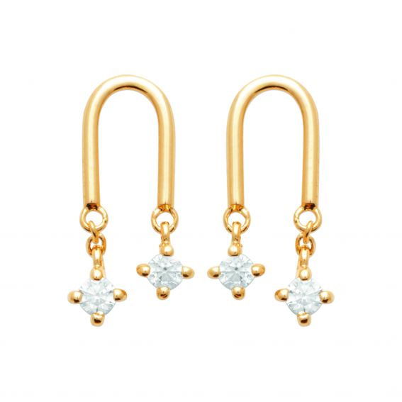 Crystal Duo Earrings – 18K...