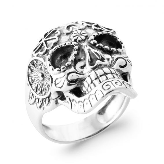 Bague skull argent 925 rhodié