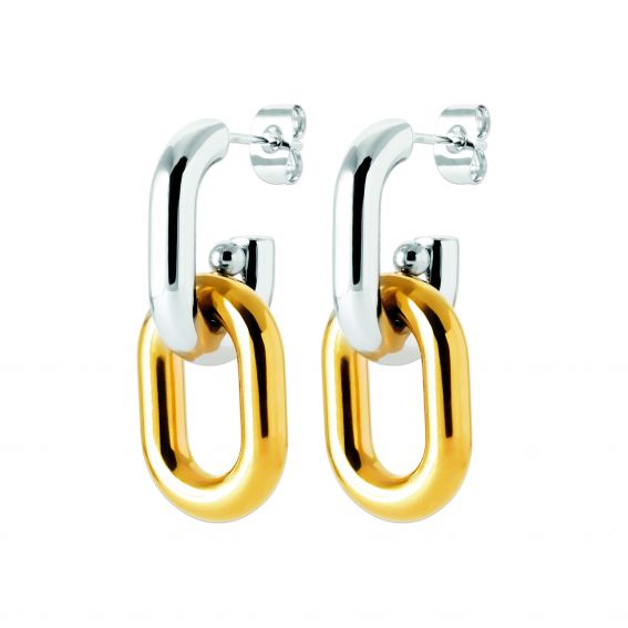 Duo Link Steel Earrings