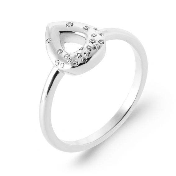 Bijou argent/plaqué or Rhodiumgeplateerde 925 zilveren druppelvormige ring met kubische zirkonia
