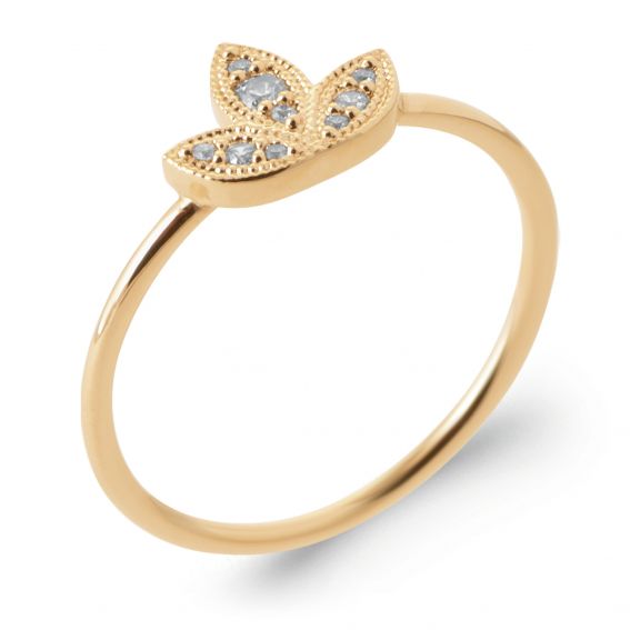 Bijou argent/plaqué or Voordelige vergulde ring met witte stenen – Elegante damesring