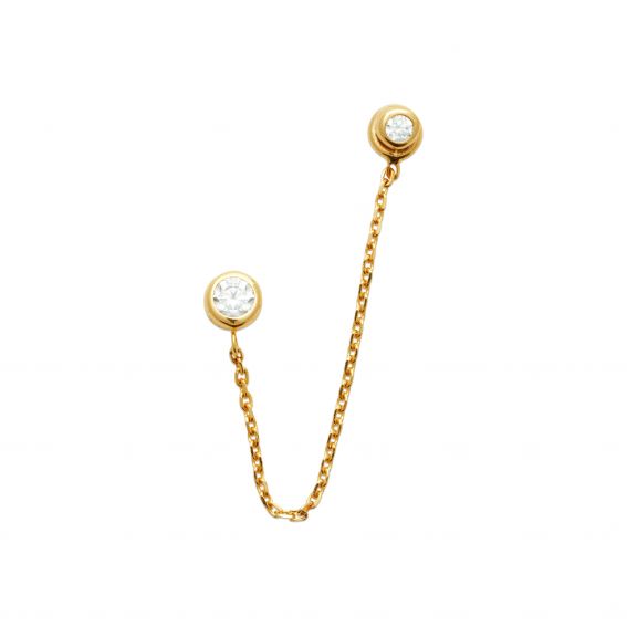 Bijou argent/plaqué or Link Earring – 18K Gold Plated & Zirconium – Sold individually, affordable modern jewelry