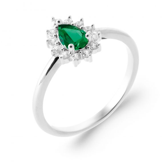 Bijou argent/plaqué or Voordelige groene Diana-ring van gerhodineerd 925 sterling zilver – Elegante damessieraden