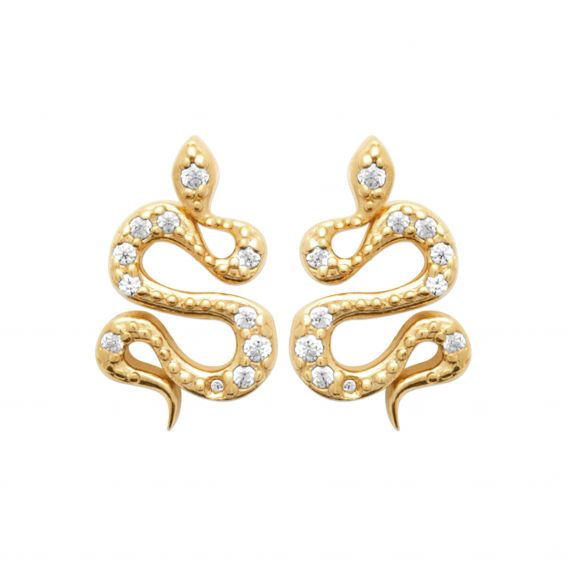 Bijou argent/plaqué or Serpentina Earrings – 18K Gold Plated & Cubic Zirconia