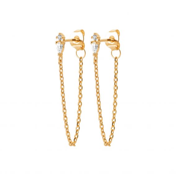 Bijou argent/plaqué or Elegant Chain Earrings – 18K Gold Plated & Cubic Zirconia