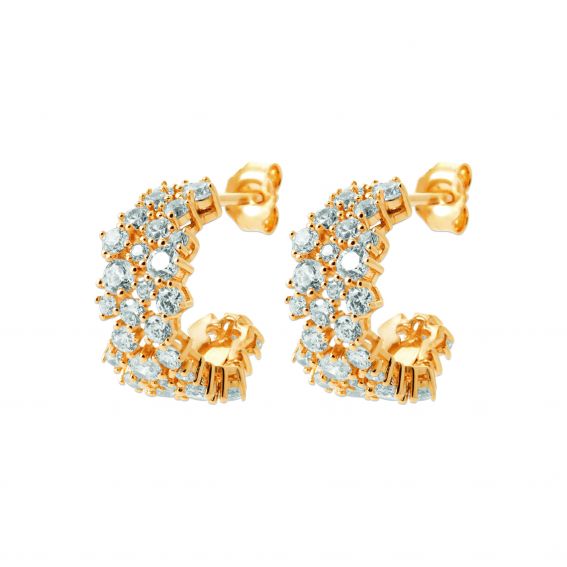 Bijou argent/plaqué or Lumea Hoop Earrings – 18K Gold Plated & Cubic Zirconia
