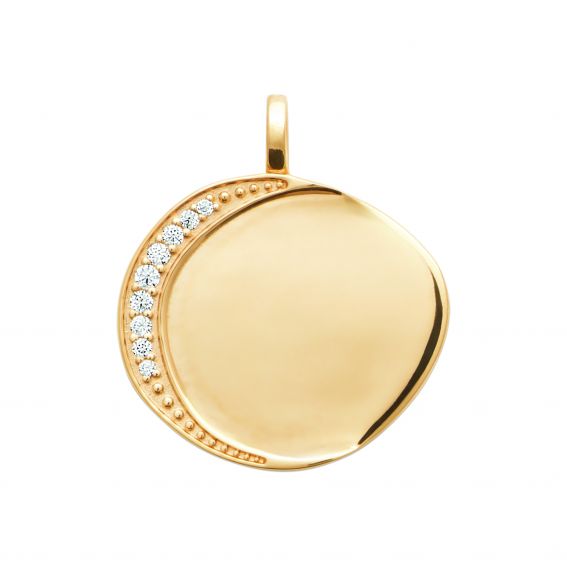 Bijou argent/plaqué or Pendentif Selene – Médaille lunaire sertie plaqué or 18 carats