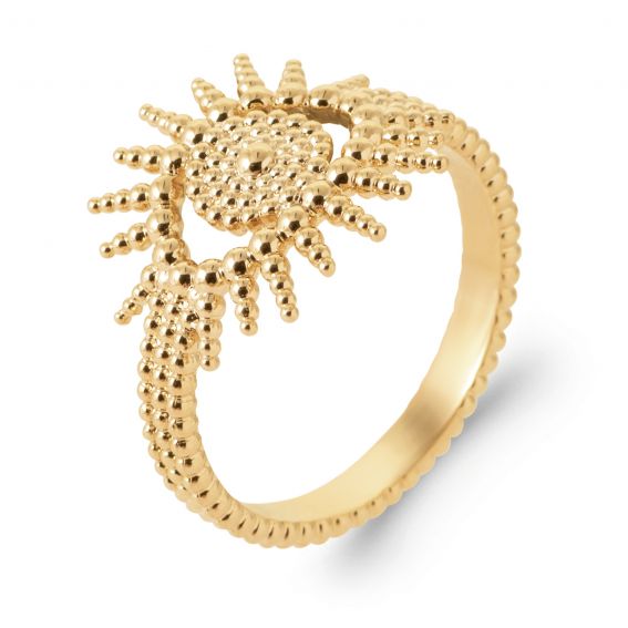 Bijou argent/plaqué or Damesring met 18-karaats verguld zonnemotief – Solaris collectie