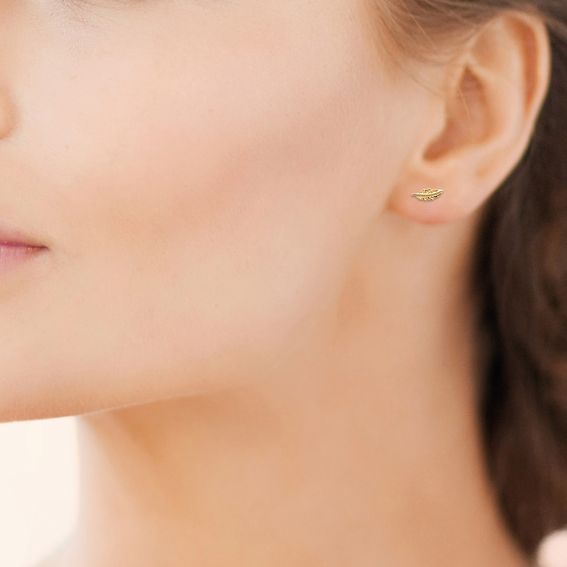 18k gold-plated feather...