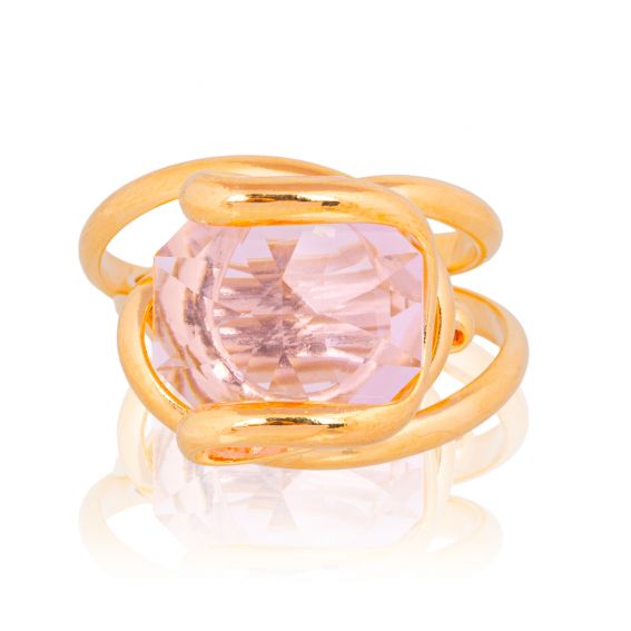 Roségouden achthoekige ring...