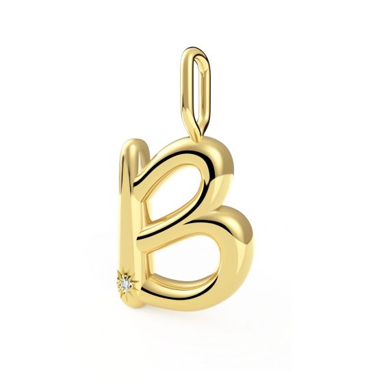 Initial pendant - 1 diamond-B