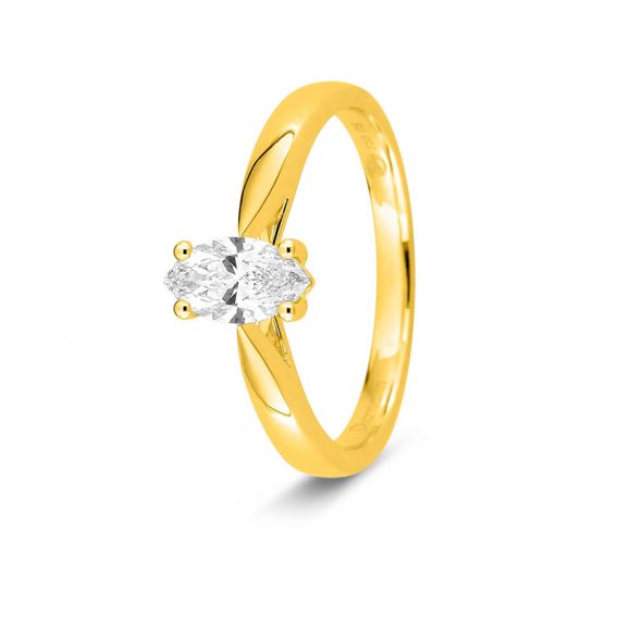 Bijoux or et personnalisé Bague solitaire diamant de laboratoire marquise 0,50 ct – Or jaune 18 carats F-VS certifié