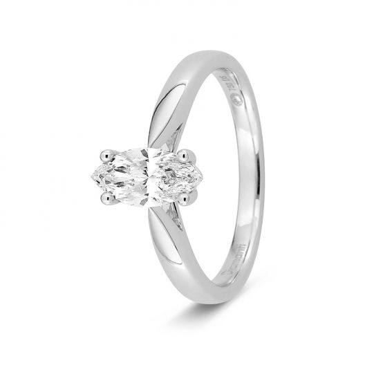 Bijoux or et personnalisé Bague solitaire diamant de laboratoire marquise 0,70 ct – Or blanc 18 carats F-VS certifié