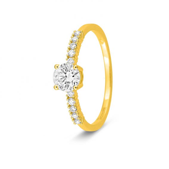 Bijoux or et personnalisé Solitaire ring with a 0.63 ct round lab-grown diamond – 18k F-VS certified yellow gold