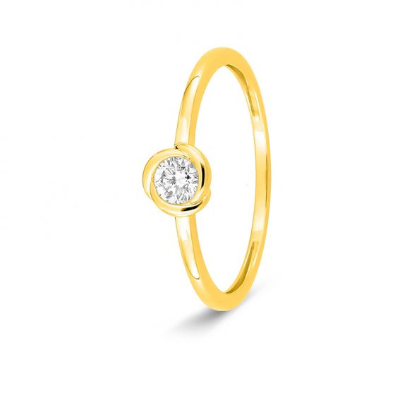 Bijoux or et personnalisé Solitaire ring with a 0.15 ct lab-grown diamond – 9-carat yellow gold (375‰), elegant bezel setting
