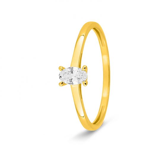 Bijoux or et personnalisé Oval lab-grown diamond solitaire ring 0.20 ct – 9 carat (375‰) yellow gold F-VS