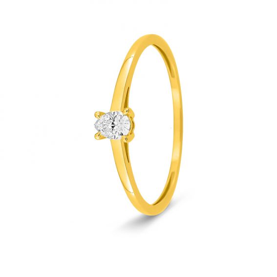 Bijoux or et personnalisé Pear-shaped lab-grown diamond solitaire ring, 0.15 ct – 9-carat (375‰) yellow gold, F-VS