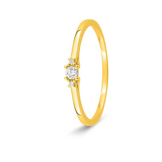 Bijoux or et personnalisé Thin ring with lab-grown diamonds, 0.06 ct – 9-carat (375‰) yellow gold, F-VS, round center