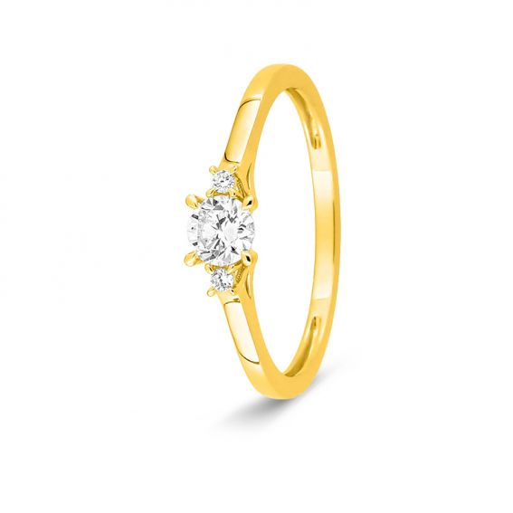 Bijoux or et personnalisé Lab-grown diamond ring 0.27 ct – 9 carat (375‰) yellow gold F-VS, round center 0.25 ct