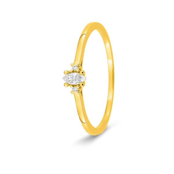 Bijoux or et personnalisé Marquise-cut lab-grown diamond ring in 375 gold – 0.07 ct