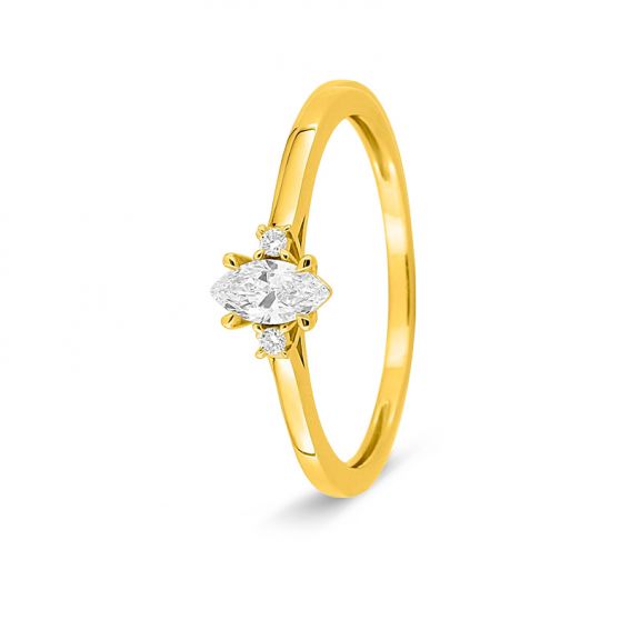 Bijoux or et personnalisé Marquise-cut lab-grown diamond ring in 375 gold – 0.24 ct