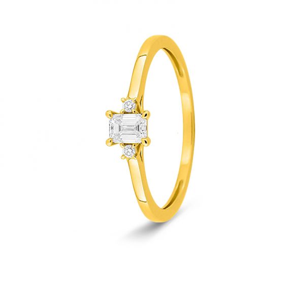 Bijoux or et personnalisé Emerald-cut lab-grown diamond ring in 375 gold – 0.27 ct