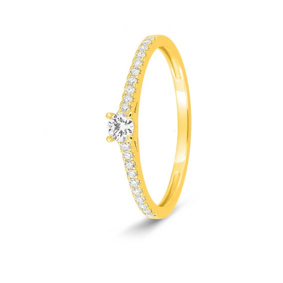 Bijoux or et personnalisé Pave-set lab-grown diamond ring in 375 gold – 0.22 ct