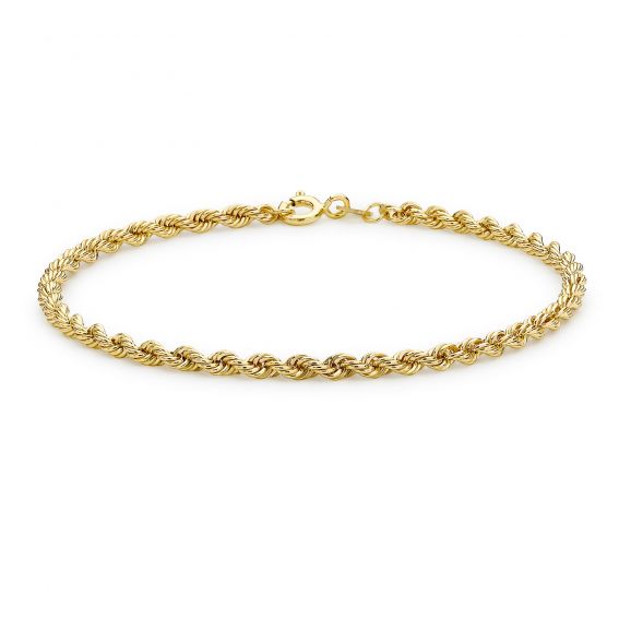 Bijoux or et personnalisé 9-carat yellow gold rope link bracelet, 18cm