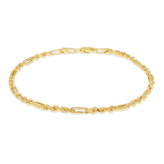 Bijoux or et personnalisé Figarope bracelet 9 carat gold diamond cut 18.5 cm