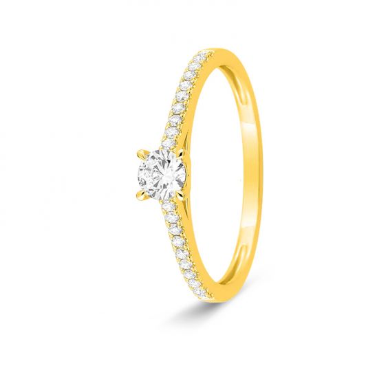 Bijoux or et personnalisé Pave-set lab-grown diamond ring in 375 gold – 0.32 ct