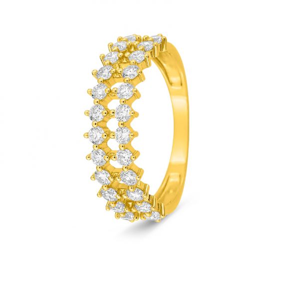 Bijoux or et personnalisé Pave ring set with lab-grown diamonds in 375 gold – 0.80 ct