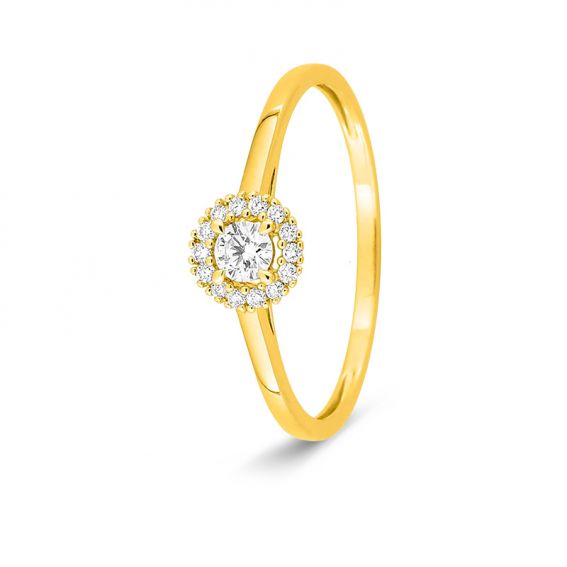 Bijoux or et personnalisé Halo-ring met in het laboratorium gekweekte diamanten in 375 goud – 0,15 ct