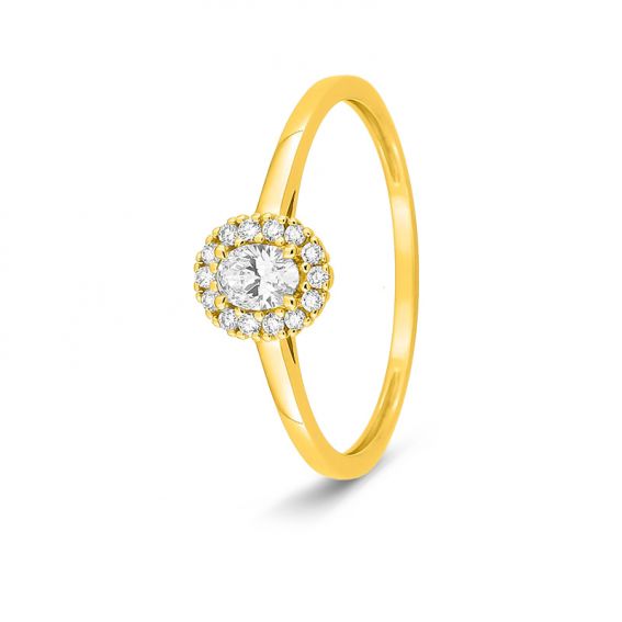 Bijoux or et personnalisé Halo-ring met ovale, in het laboratorium gekweekte diamanten in 375 goud – 0,23 ct