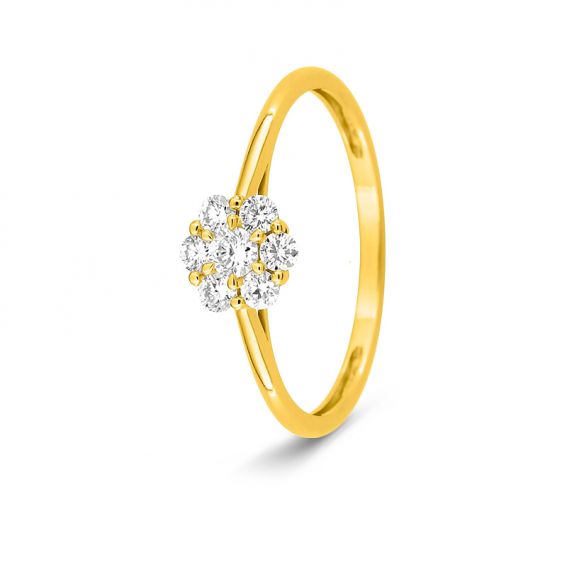 Bijoux or et personnalisé Flower ring in lab-grown diamonds in 375 gold – 0.26 ct