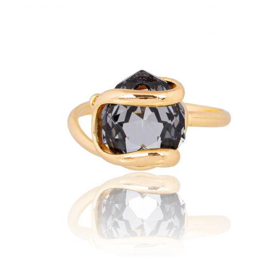 Andrea Marazzini Andrea Marazzini Lumina Zilveren Ring – Swarovski Night Delite Kristal & Verguld Metaal