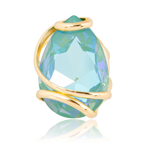 Andrea Marazzini Andrea Marazzini Ring New Drop – Swarovski Kristal Groen Crème & Goudkleurig Metaal