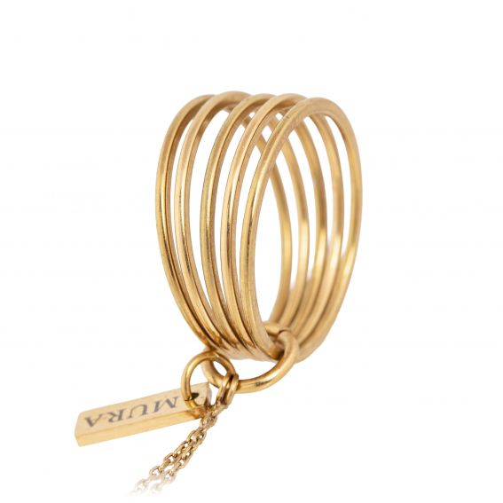 Mura Bague VEDA MURA avec chainette – acier inoxydable - Anneaux mobiles