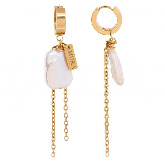 Mura Boucles d’oreilles Ora Doré Small MURA – perles baroques | acier inoxydable