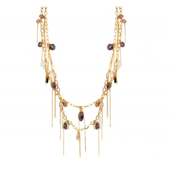 Mura Collier Mira MURA – Pierre de lune|Grenat|acier inoxydable